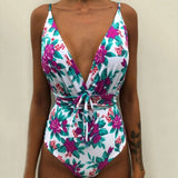 2019 Sexy Floral One Piece Swimsuit Women Plus Size Backless Brazilian Monokini Swimwear Women Trikini Bathing Suit Swimming