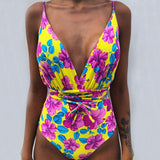 2019 Sexy Floral One Piece Swimsuit Women Plus Size Backless Brazilian Monokini Swimwear Women Trikini Bathing Suit Swimming