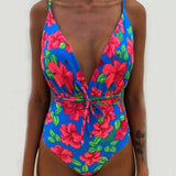 2019 Sexy Floral One Piece Swimsuit Women Plus Size Backless Brazilian Monokini Swimwear Women Trikini Bathing Suit Swimming