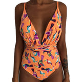 2019 Sexy Floral One Piece Swimsuit Women Plus Size Backless Brazilian Monokini Swimwear Women Trikini Bathing Suit Swimming