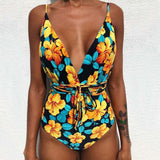 2019 Sexy Floral One Piece Swimsuit Women Plus Size Backless Brazilian Monokini Swimwear Women Trikini Bathing Suit Swimming