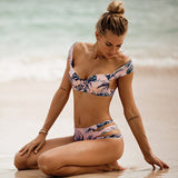 Leaf Print Bikini Swimwear Push Up