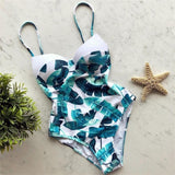 2020 Vintage Retro One Piece Swimsuit Women Floral Swimwear Bandage Monokini Bathing Suit BeachWear Female Maillot de bain femme