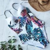 2020 Vintage Retro One Piece Swimsuit Women Floral Swimwear Bandage Monokini Bathing Suit BeachWear Female Maillot de bain femme