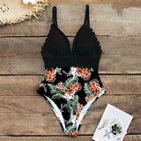 2020 Vintage Retro One Piece Swimsuit Women Floral Swimwear Bandage Monokini Bathing Suit BeachWear Female Maillot de bain femme