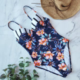 2020 Vintage Retro One Piece Swimsuit Women Floral Swimwear Bandage Monokini Bathing Suit BeachWear Female Maillot de bain femme