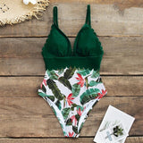 2020 Vintage Retro One Piece Swimsuit Women Floral Swimwear Bandage Monokini Bathing Suit BeachWear Female Maillot de bain femme