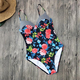 2020 Vintage Retro One Piece Swimsuit Women Floral Swimwear Bandage Monokini Bathing Suit BeachWear Female Maillot de bain femme