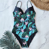 2020 Vintage Retro One Piece Swimsuit Women Floral Swimwear Bandage Monokini Bathing Suit BeachWear Female Maillot de bain femme