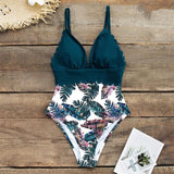 2020 Vintage Retro One Piece Swimsuit Women Floral Swimwear Bandage Monokini Bathing Suit BeachWear Female Maillot de bain femme