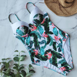 2020 Vintage Retro One Piece Swimsuit Women Floral Swimwear Bandage Monokini Bathing Suit BeachWear Female Maillot de bain femme