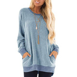 2XL Spring Women Plus Size Tunic Tops Loose Tee Shirt with Pockets Casual O Neck Long Sleeve Blouse Fashion Woman Blouses 2020