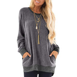 2XL Spring Women Plus Size Tunic Tops Loose Tee Shirt with Pockets Casual O Neck Long Sleeve Blouse Fashion Woman Blouses 2020