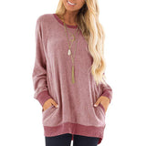 2XL Spring Women Plus Size Tunic Tops Loose Tee Shirt with Pockets Casual O Neck Long Sleeve Blouse Fashion Woman Blouses 2020