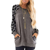 2XL Spring Women Plus Size Tunic Tops Loose Tee Shirt with Pockets Casual O Neck Long Sleeve Blouse Fashion Woman Blouses 2020