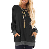 2XL Spring Women Plus Size Tunic Tops Loose Tee Shirt with Pockets Casual O Neck Long Sleeve Blouse Fashion Woman Blouses 2020