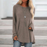 4XL 5XL Women Plus Size Tops 2020 Spring Casual Cotton Cashmere Blouse Shirt Solid O-Neck Long Sleeve Tunic Loose Tee Shirt