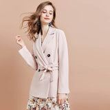 New Women Blazer Fashion Double Breasted Jacket With Belt Loose Casual Women Blazers and Jackets