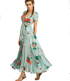 Bohemia Floral Long Women Dress Sexy Summer Button Maxi Dress Ladies Fashion Vintage Print casual dress women