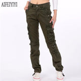 Denim Pantalon Femmes 2019 Spring Men/Womens Army Red Multi-Pocket Baggy Jeans Cargo Pants Loose Straight Military Trousers