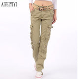 Denim Pantalon Femmes 2019 Spring Men/Womens Army Red Multi-Pocket Baggy Jeans Cargo Pants Loose Straight Military Trousers