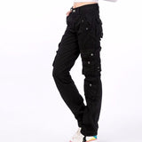 Denim Pantalon Femmes 2019 Spring Men/Womens Army Red Multi-Pocket Baggy Jeans Cargo Pants Loose Straight Military Trousers