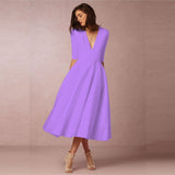 Elegant A-Line V Neck White Maxi Dresses Half Sleeves Simple Sexy Night Club Long Dress Solid Color