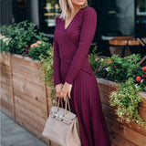 Pleated Knitted Dress Elegant Women SweaterDresses Pullovers Black Long Sleeve
