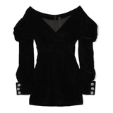 Party Dress For Women V Neck Puff Sleeve Large Size Mini Dresses