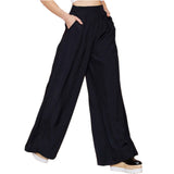 Women Black Wide Leg Casual Loose Palazzo Trousers Elegant Zipper High Waist Pants New Arrivals