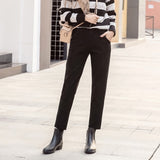 Pants Women 2019 Autumn Winter Vintage Plaid Gray High Waist Female Trousers S~3XL Casual Ankle-length Woman Woolen Pants