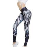 Women Sexy Black Mesh Yoga Pants Gym Striped Printed Leggings Slim Fitness High Waist Leggings Workout 2019