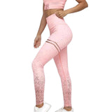 Women Sexy Black Mesh Yoga Pants Gym Striped Printed Leggings Slim Fitness High Waist Leggings Workout 2019