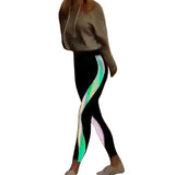Women Sexy Black Mesh Yoga Pants Gym Striped Printed Leggings Slim Fitness High Waist Leggings Workout 2019