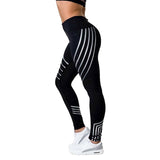 Women Sexy Black Mesh Yoga Pants Gym Striped Printed Leggings Slim Fitness High Waist Leggings Workout 2019