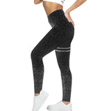 Women Sexy Black Mesh Yoga Pants Gym Striped Printed Leggings Slim Fitness High Waist Leggings Workout 2019