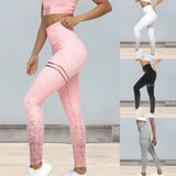 Women Sexy Black Mesh Yoga Pants Gym Striped Printed Leggings Slim Fitness High Waist Leggings Workout 2019