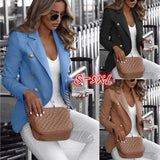 Long-sleeved, double-breasted, solid-colored stand-collar suits sold in the fall blazer feminino  women blazers and jackets