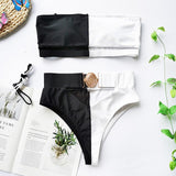 Mossha Hollow Out White Swimwear Bikini Metal Buckle Belt