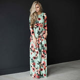 New 2020  Women Dress Spring Summer Maxi Dresses Fashion Floral  Print  Long/Short sleeve