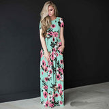 New 2020  Women Dress Spring Summer Maxi Dresses Fashion Floral  Print  Long/Short sleeve