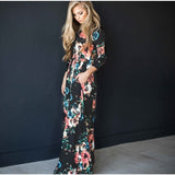 New 2020  Women Dress Spring Summer Maxi Dresses Fashion Floral  Print  Long/Short sleeve