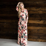 New 2020  Women Dress Spring Summer Maxi Dresses Fashion Floral  Print  Long/Short sleeve