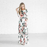 New 2020  Women Dress Spring Summer Maxi Dresses Fashion Floral  Print  Long/Short sleeve