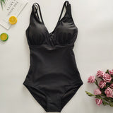 Push up swimwear women 2019 monokini swimsuit halter top swimming suit for women black and red sexy one piece bathing suits