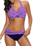 Striped Twist Bikini Push Up Set Plus Size 5XL
