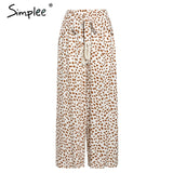 Split striped lady wide leg pants women Summer beach high waist trousers Chic streetwear sash casual pants tassle female