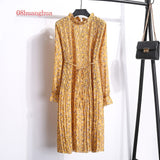 Women Dress Casual Long Sleeve Mid-Calf Party Dress Vintage Cute  And Elegant Clothing