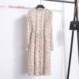 Women Dress Casual Long Sleeve Mid-Calf Party Dress Vintage Cute  And Elegant Clothing