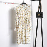 Women Dress Casual Long Sleeve Mid-Calf Party Dress Vintage Cute  And Elegant Clothing